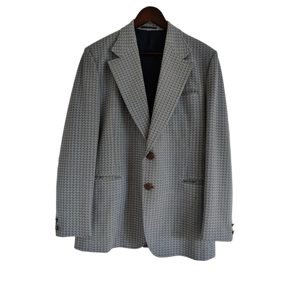 Mitchells Navy & White  Houndstooth Sport Coat Blazer Jacket Size 42R - Picture 10 of 10